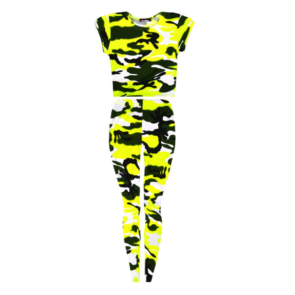 Girls Neon Camouflage Outfits - Neon Yellow