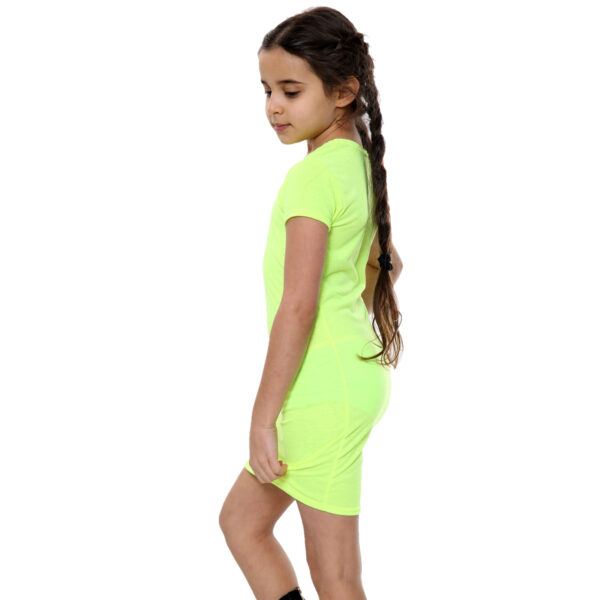 Girls Bodycon Midi Plain Dress - Neon Yellow