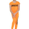 Girls Gorgeous Print Neon Crop Top & Leggings Set - Orange