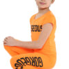 Girls Gorgeous Print Neon Crop Top & Leggings Set - Orange