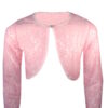 Girls Lace Bolero Shrug Long Sleeve Cardigan - Pink
