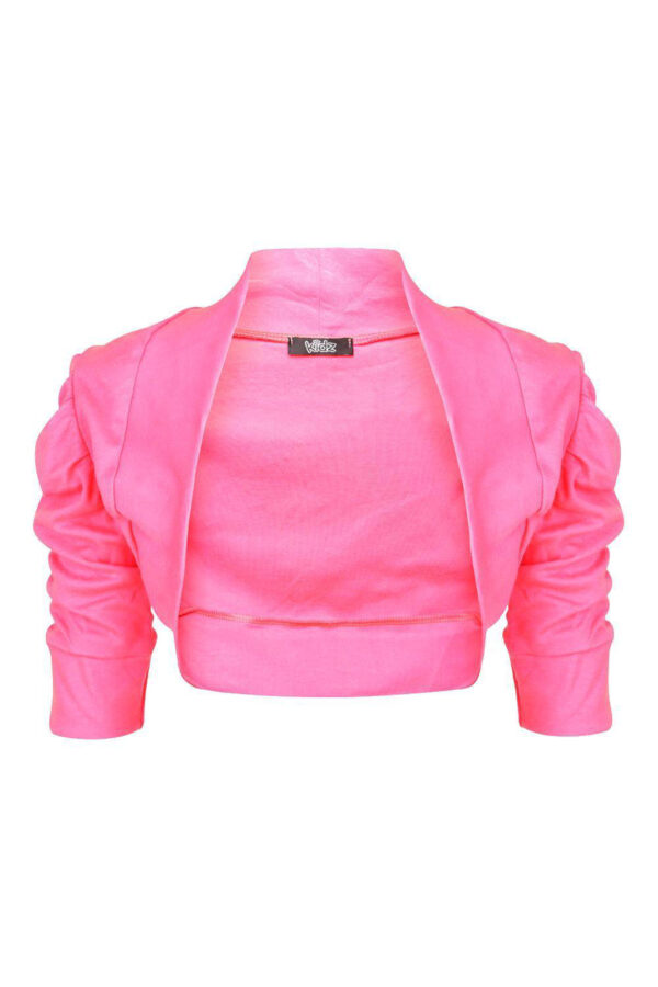 Girls Ruched Sleeve Bolero - Pink