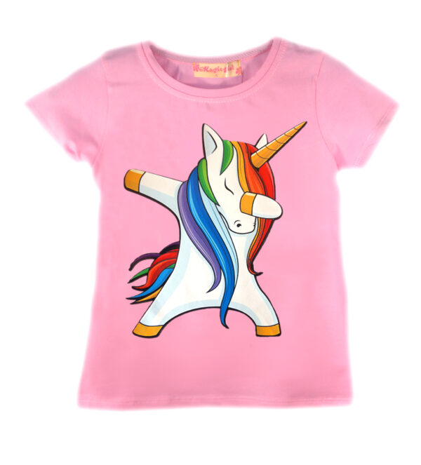 Girls Dab Unicorn T-Shirt - Pink Dab
