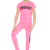 Girls Gorgeous Print Neon Crop Top & Leggings Set - Pink