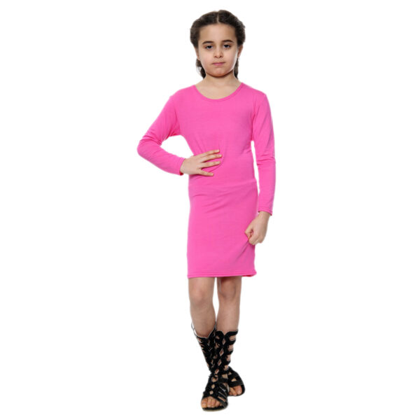 Girls Long Sleeve Bodycon Midi Dress - Pink