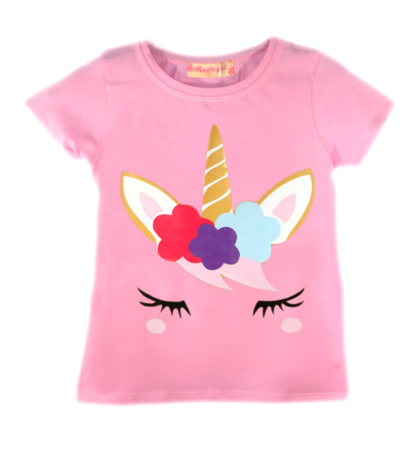 Girls Dab Unicorn T-Shirt - Pink Lashes