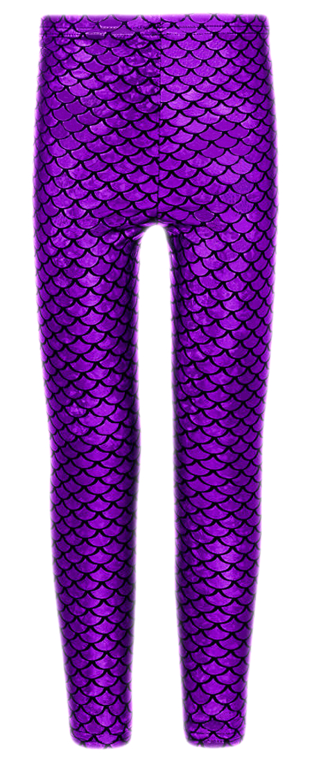 Girls Mermaid Metallic Leggings - Purple