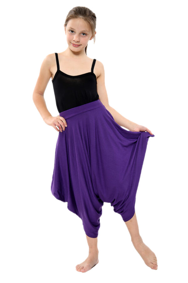 Girls Draping Romper Skirt - Purple