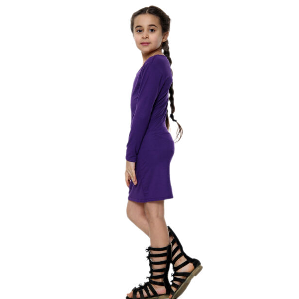 Girls Long Sleeve Bodycon Midi Dress - Purple