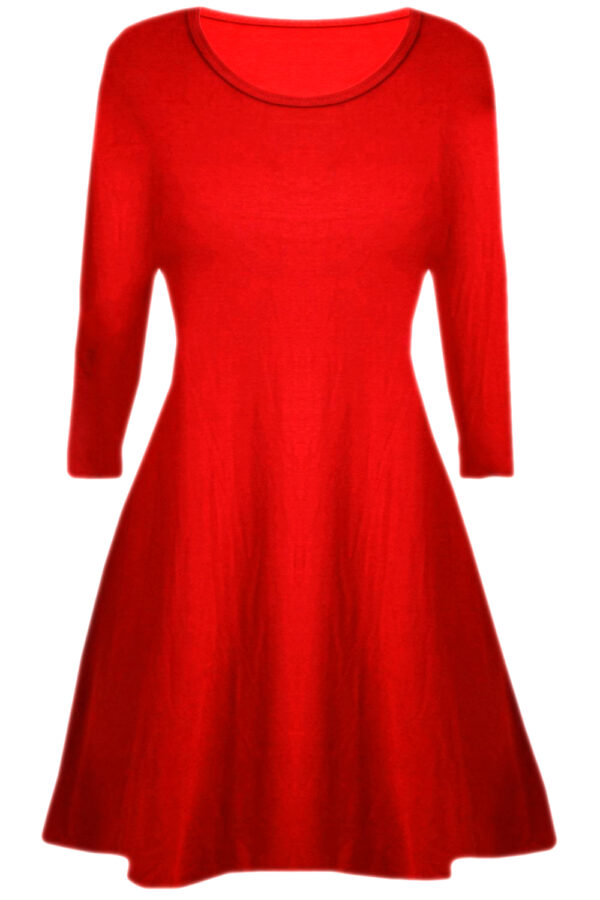 Girls Plain Swing Dress - Red