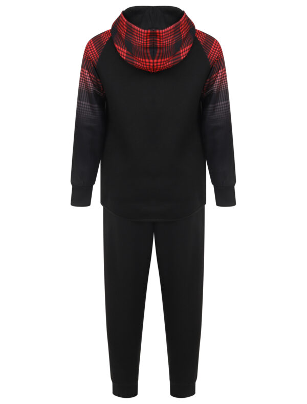 Boys Checked Sports Hooded Tracksuit - Red