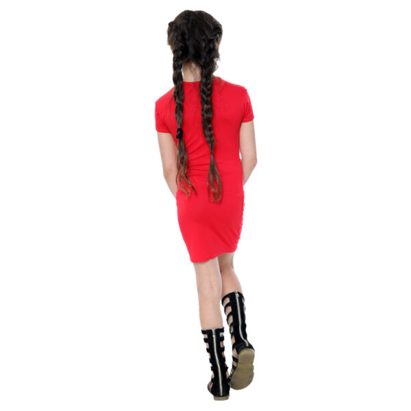 Girls Bodycon Midi Plain Dress - Red