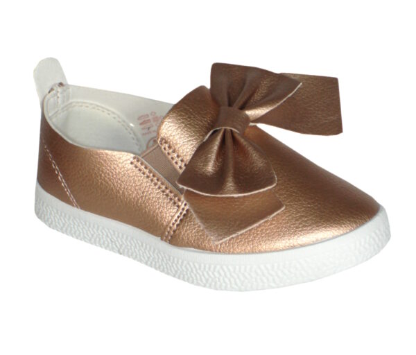 Girls Trainers Bow Ribbon Sneakers - Rose Gold