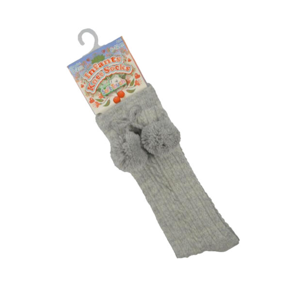 Baby Girls Pom Pom Socks - Grey