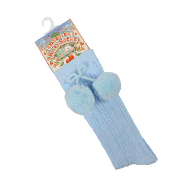 Baby Girls Pom Pom Socks - Light Blue