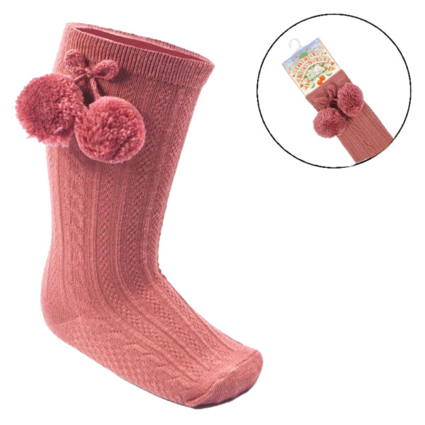 Baby Girls Pom Pom Socks - Rose Pink