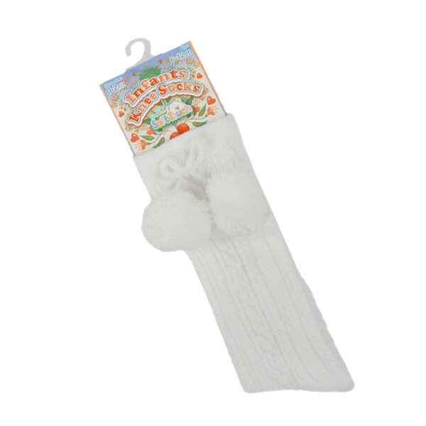 Baby Girls Pom Pom Socks - White