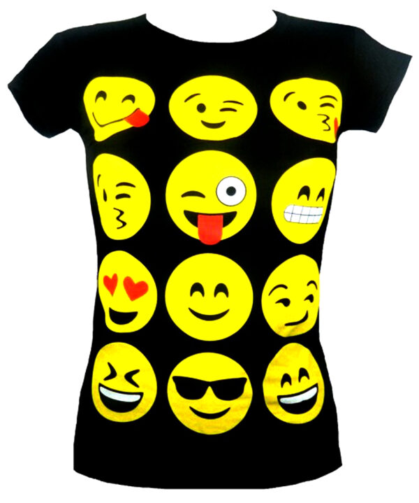 Girls Funny Faces Top - Black