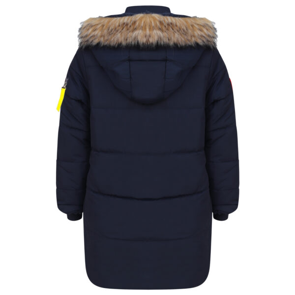 Boys Parka Winter Faux Fur Hooded Coats - Navy Blue