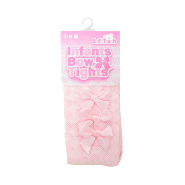 Baby Girls Bow Ribbon Tights - Pink