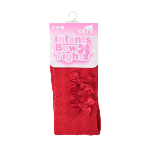 Baby Girls Bow Ribbon Tights - Red