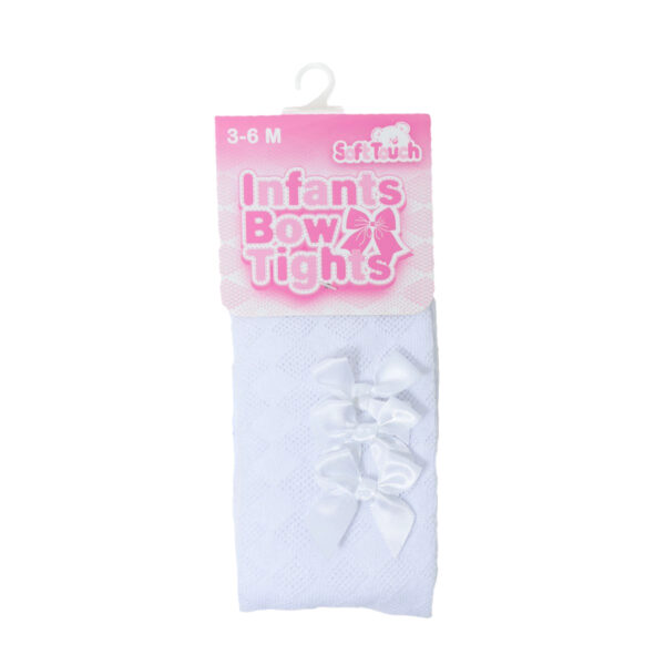 Baby Girls Bow Ribbon Tights - White