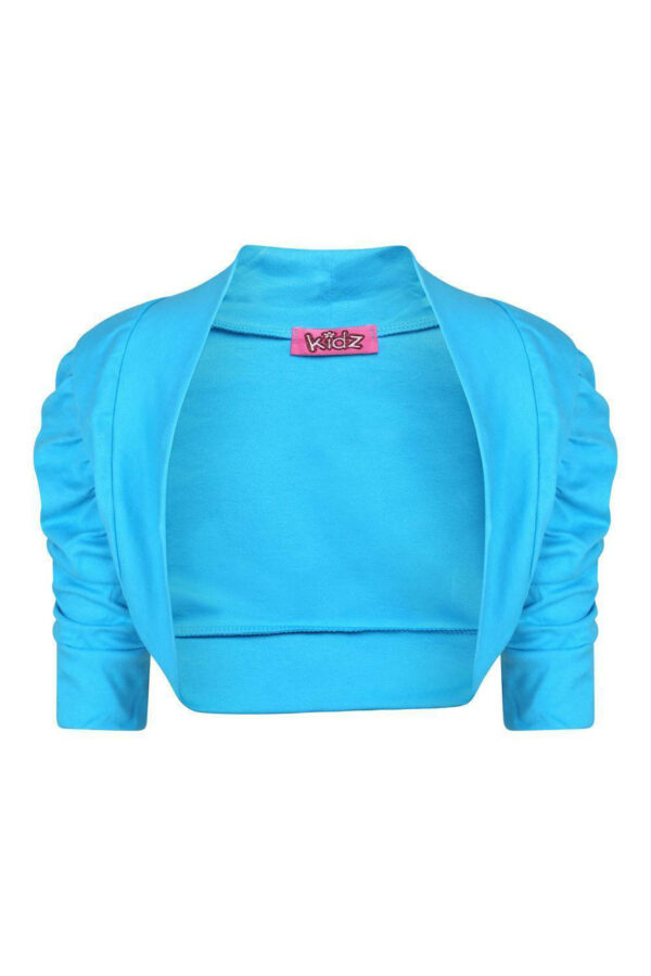 Girls Ruched Sleeve Bolero - Turquoise