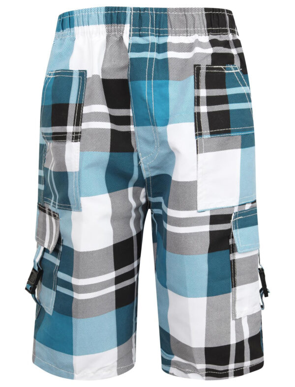 Boys Summer Patterned Shorts - Turquoise Checks
