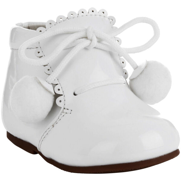 Girls Party Pom Pom Infant Shoes - White