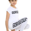 Girls Gorgeous Print Neon Crop Top & Leggings Set - White