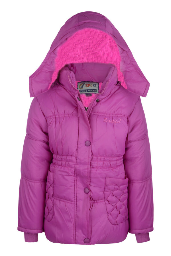 Girls Quilted School Jacket - Pink