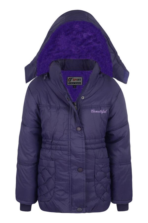 Girls Quilted School Jacket - Purple