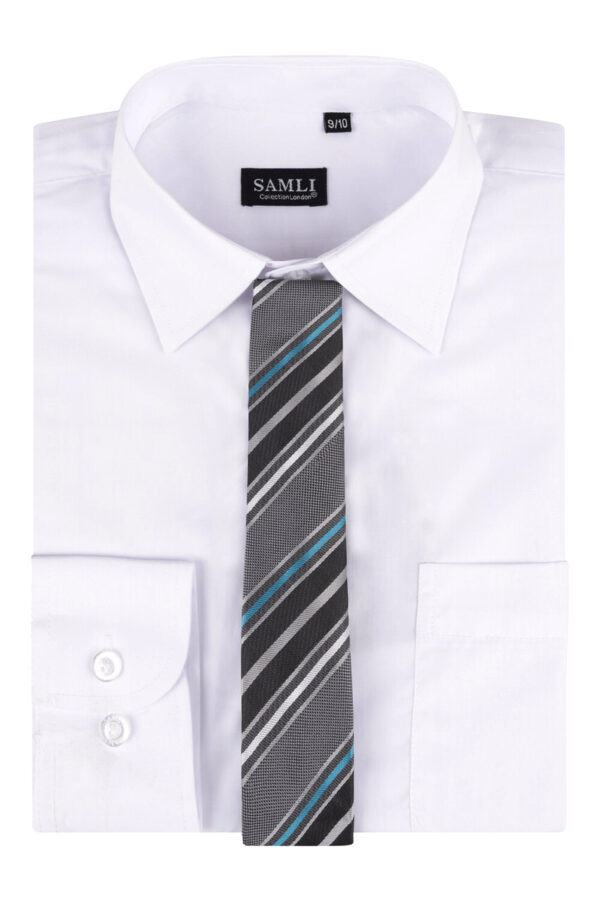 Boys Formal Shirt With Tie - White