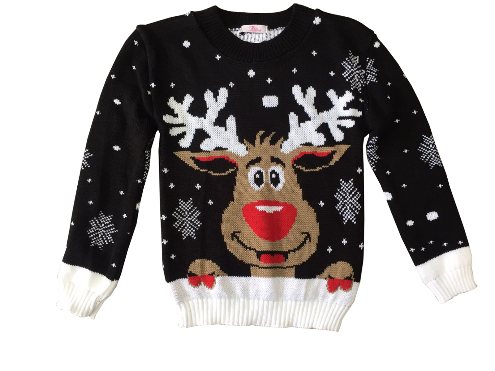 Boys Girls Kids Rudolph Ice Skating Xmas Cute Christmas Knitted Retro Jumpers 