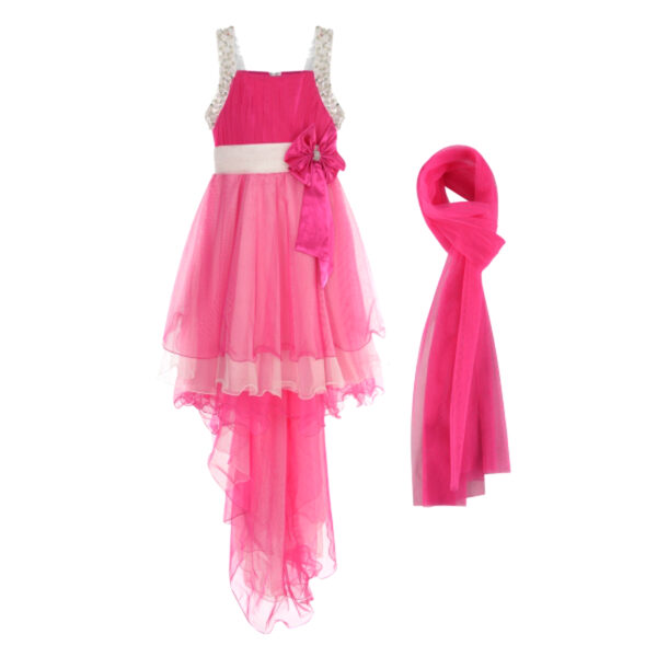 Girls Bridesmaids Long Party Dress - Pink