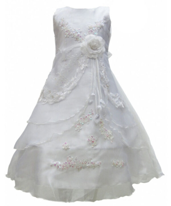 Girls Flower Wedding Dress - White