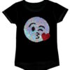 Girls Shiny Sequin Face T-Shirt - Image 28