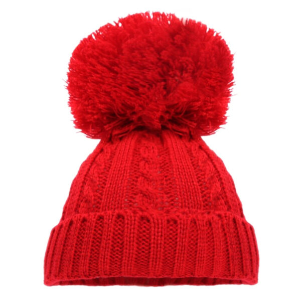 Knitted Bobble Hat - Red
