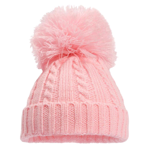 Knitted Bobble Hat - Pink