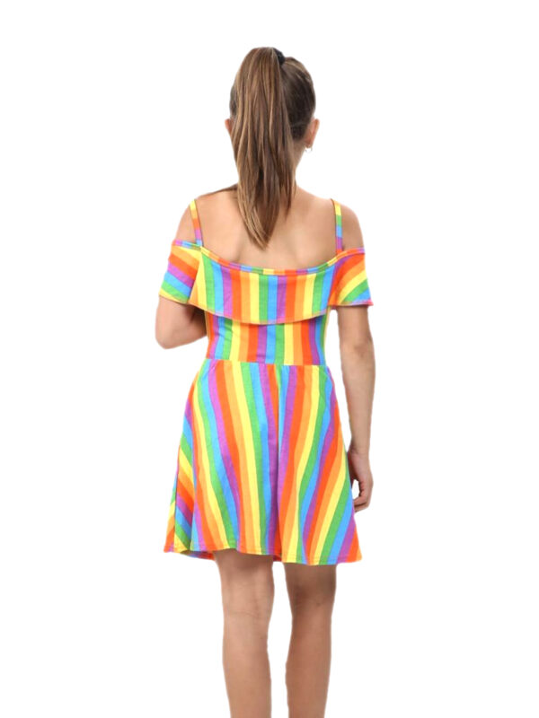 Girls Rainbow Off Shoulder Dress