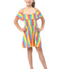 Girls Rainbow Off Shoulder Dress