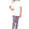 Girls Floral Leggings - Navy