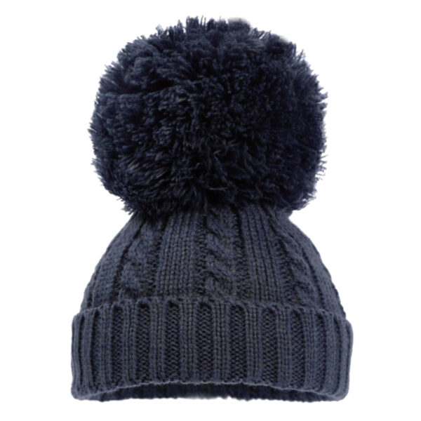Knitted Bobble Hat - Charcoal