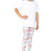 Girls Floral Leggings - White