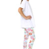 Girls Floral Leggings - White