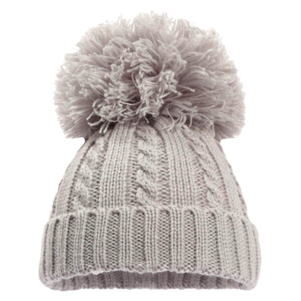 Knitted Bobble Hat - Grey