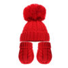 Knitted Bobble Hat and Gloves Set - Red