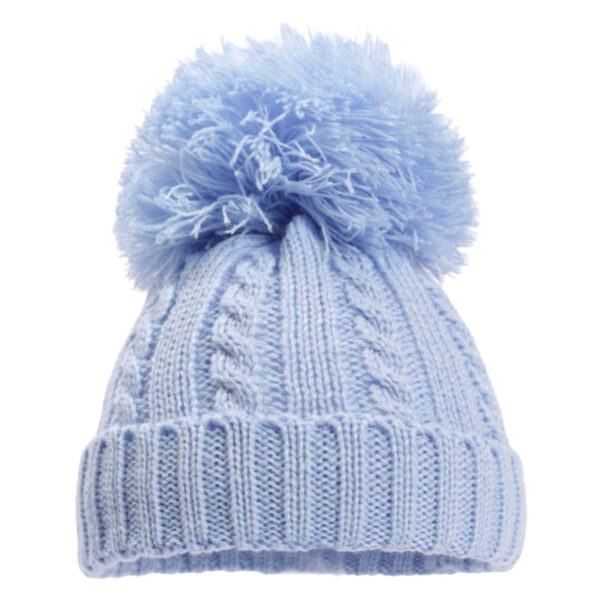 Knitted Bobble Hat - Blue