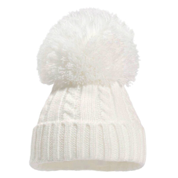 Knitted Bobble Hat - White