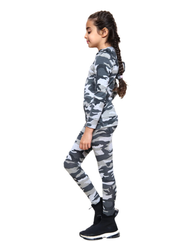 Girls Camouflage Hooded Top and Leggings Tracksuit - Khaki